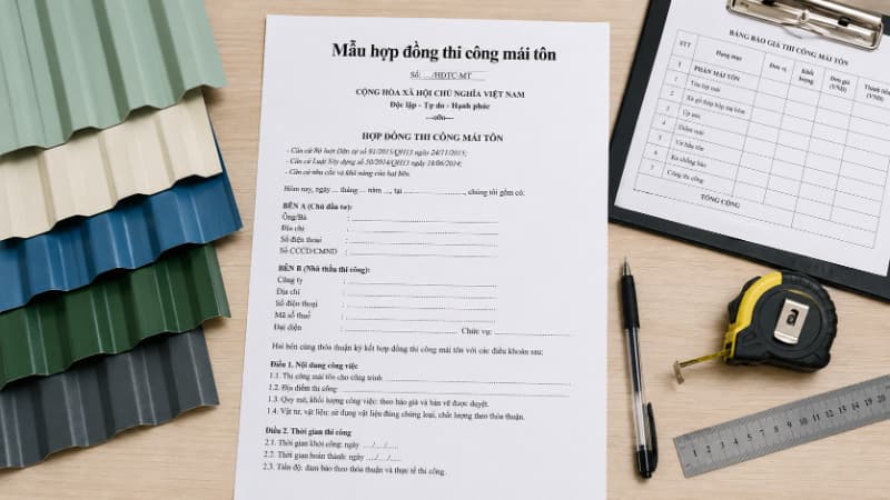 Mẫu hợp đồng thi công mái tôn giúp đảm bảo quyền lợi các bên