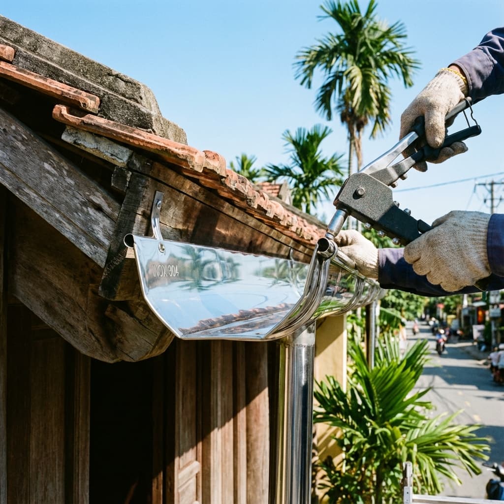 Thay máng xối Inox 304 - Giải pháp thoát nước bền bỉ vĩnh cửu