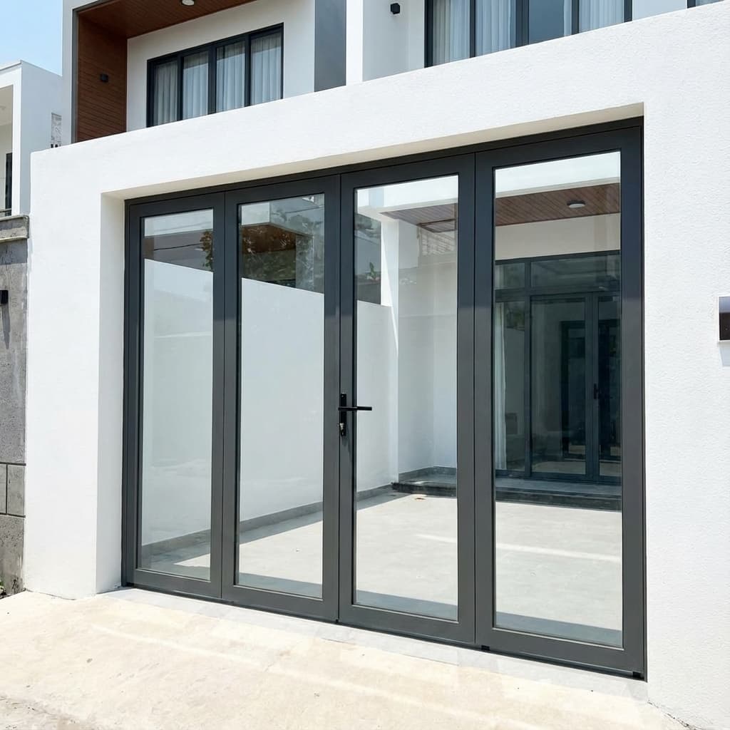 Cửa Sắt 4 Cánh Kính Cường Lực